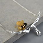 silver honey bee necklace made out sterling silver - phoenexia