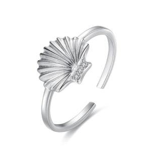 sterling silver seashell ring- adjustable seashell ring - phoenexia