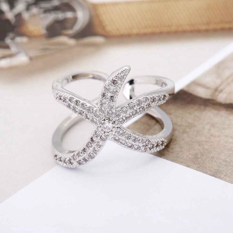 adjustable starfish ring - sterling silver starfish ring - phoenexia