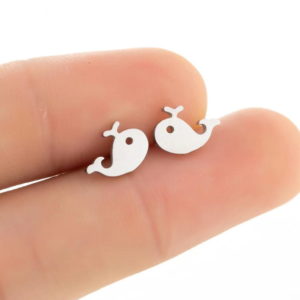 stainless steel whale earrings - phoenexia