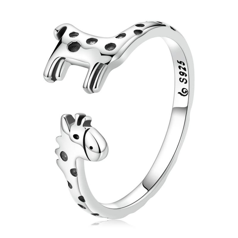 Phoenexia - 925 Sterling Silver Adjustable Giraffe Ring - Save Giraffes From Extinction