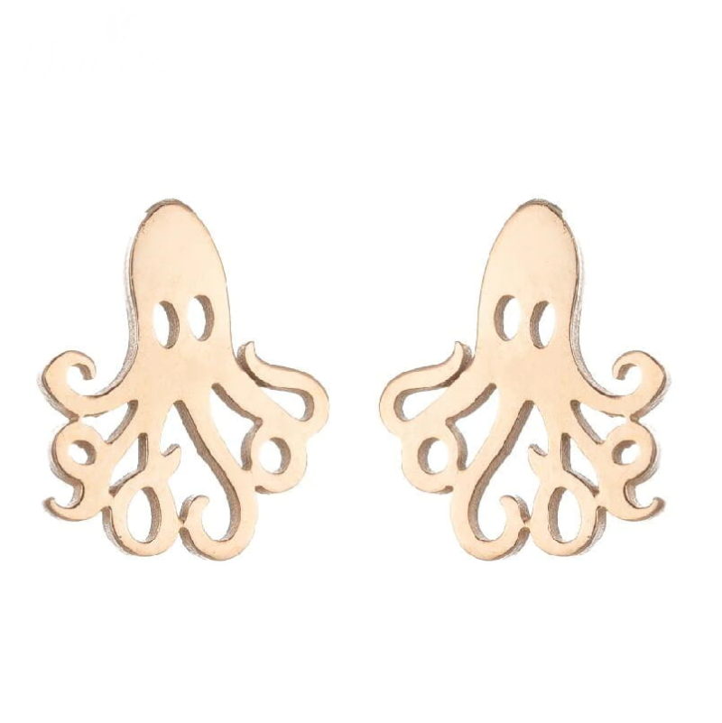 stainless steel octopus earrings - phoenexia