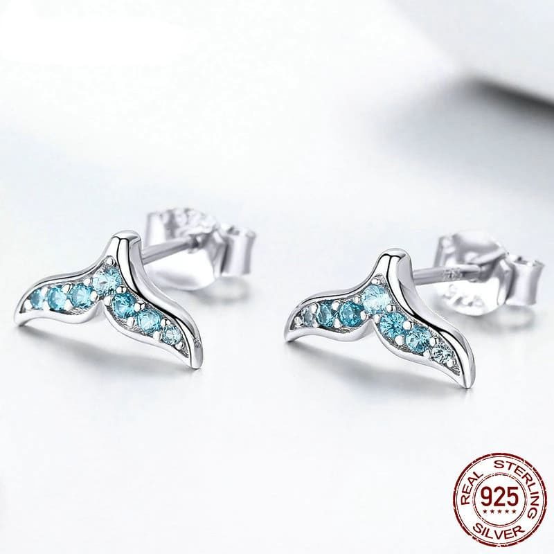 925 sterling silver whale tail earrings - phoenexia